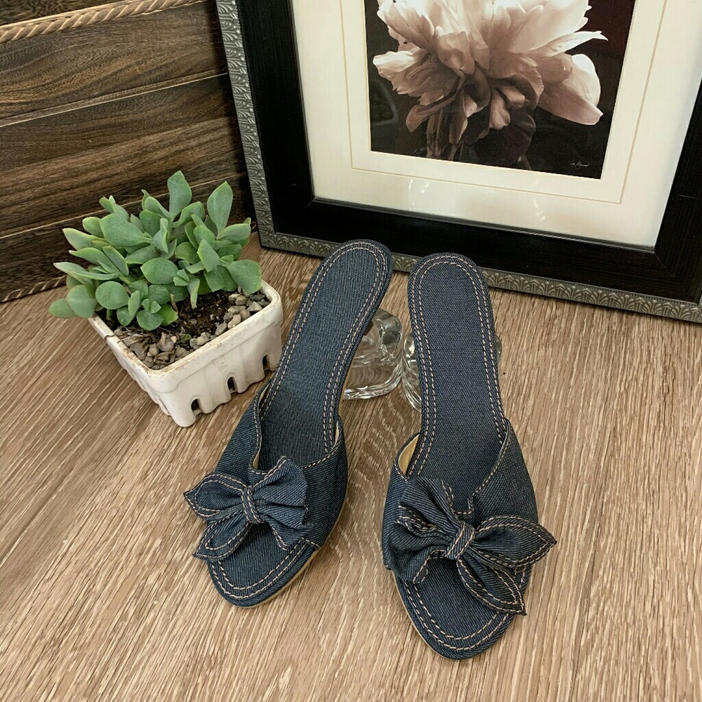 Denim Bow Tie Heels
